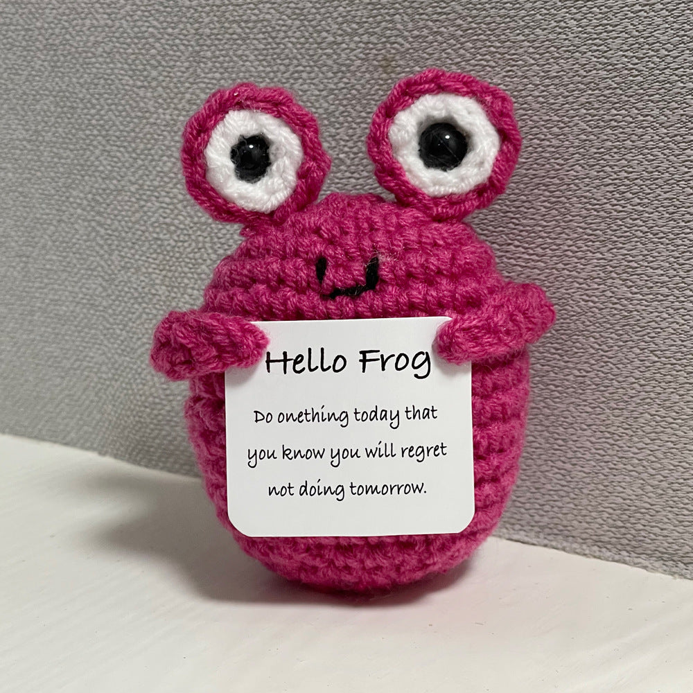 Funny Animal Crocheted Toy Creative Gift Kids dealsniper-net Small Pink Frog Plus Keychain