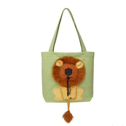 Soft Pet Carriers Lion Design Portable Breathable Bag Pets Gym From House Light Green L