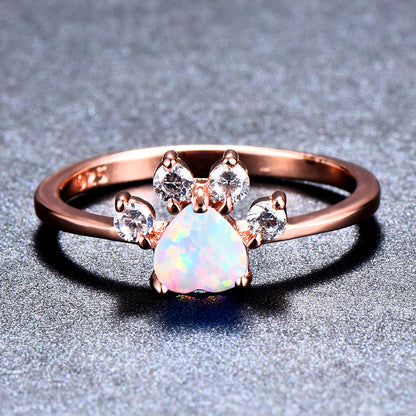 Cute Cat-claw-shaped Rings Fashion Personality Jewelry dealsniper-net Peach Heart White Opal No 8 1PCS