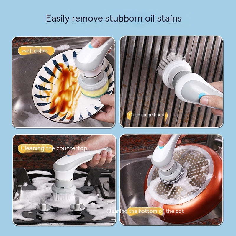 Electric Cleaning Brush 4 In 1 Spinning Scrubber Handheld Kitchen dealsniper-net