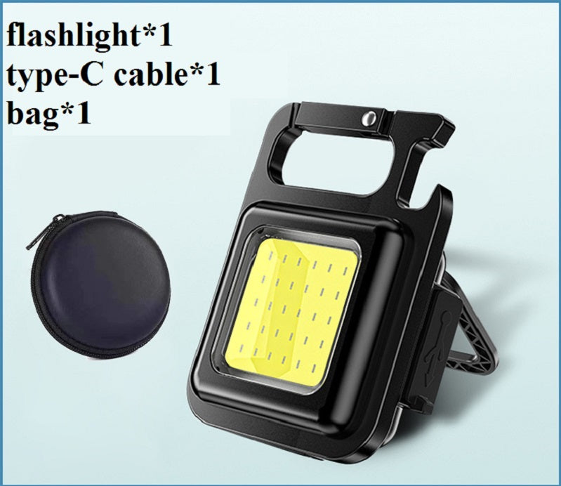 Mini Portable Flashlight Rechargeable Glare COB Keychain Light Outdoor DealSniper.net With bag