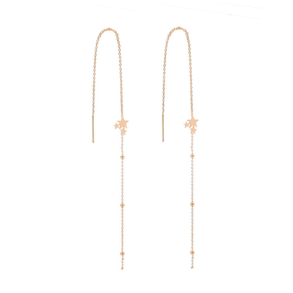 Gold Copper Five-pointed Star Long Tassel Ear Wire Jewelry dealsniper-net