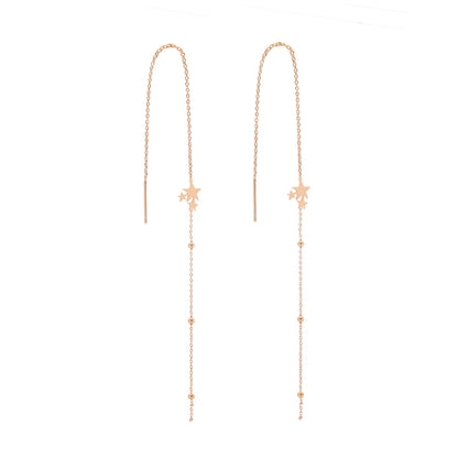 Gold Copper Five-pointed Star Long Tassel Ear Wire Jewelry dealsniper-net