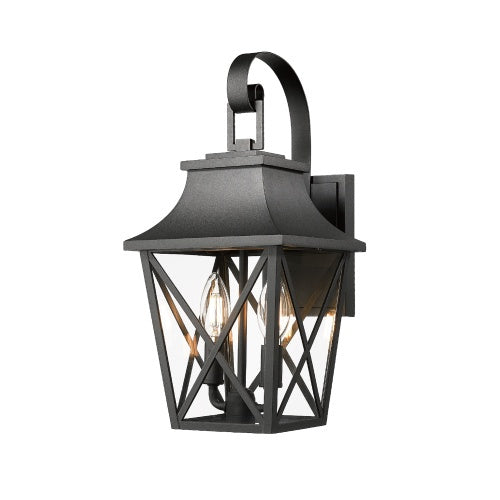 Black Outdoor Wall Light 2 Lights Large Outdoor Modern Wall Light