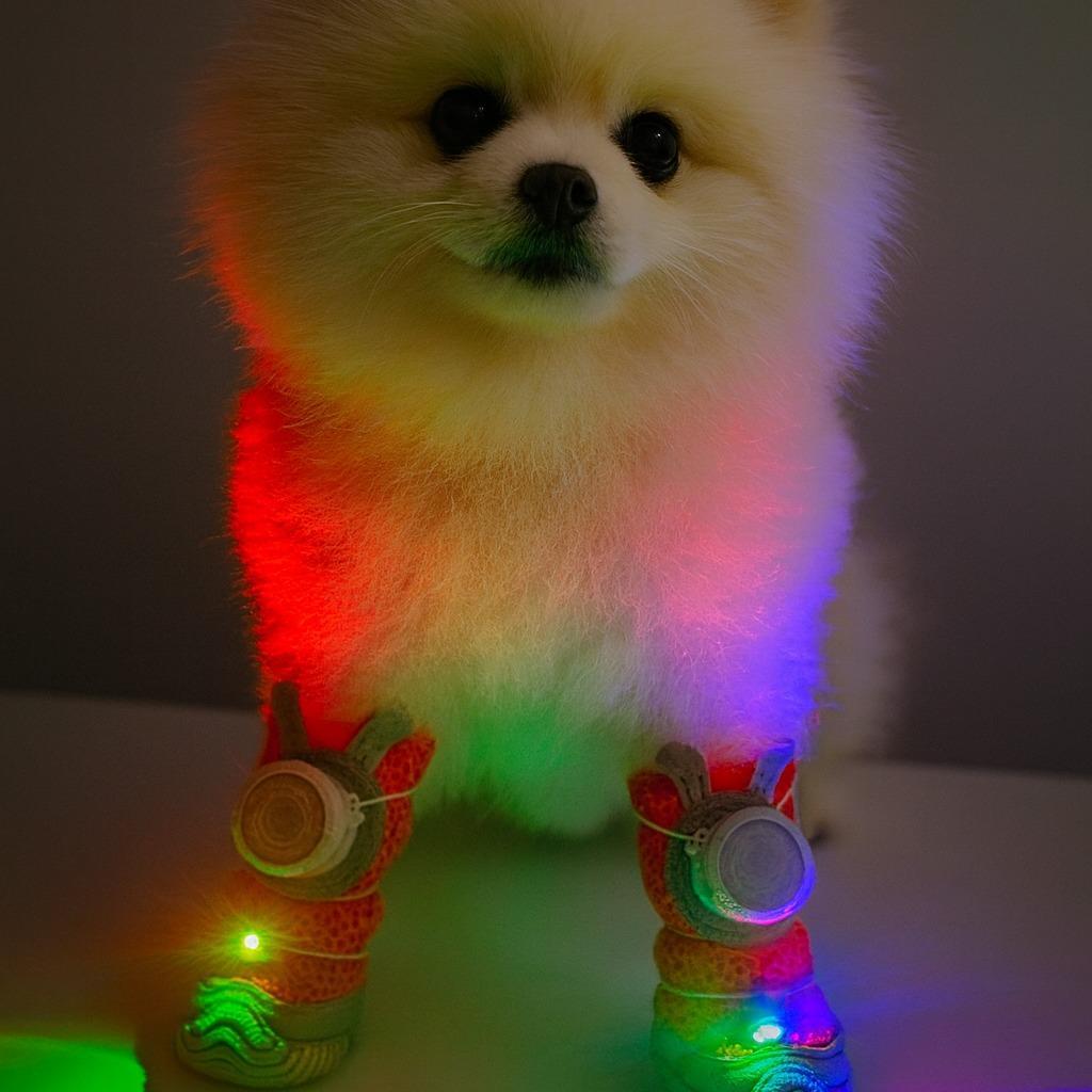 New Glowing Dog Shoes 4PCS LED Light-Up Anti-Slip Paw Protector Pets Gym From House