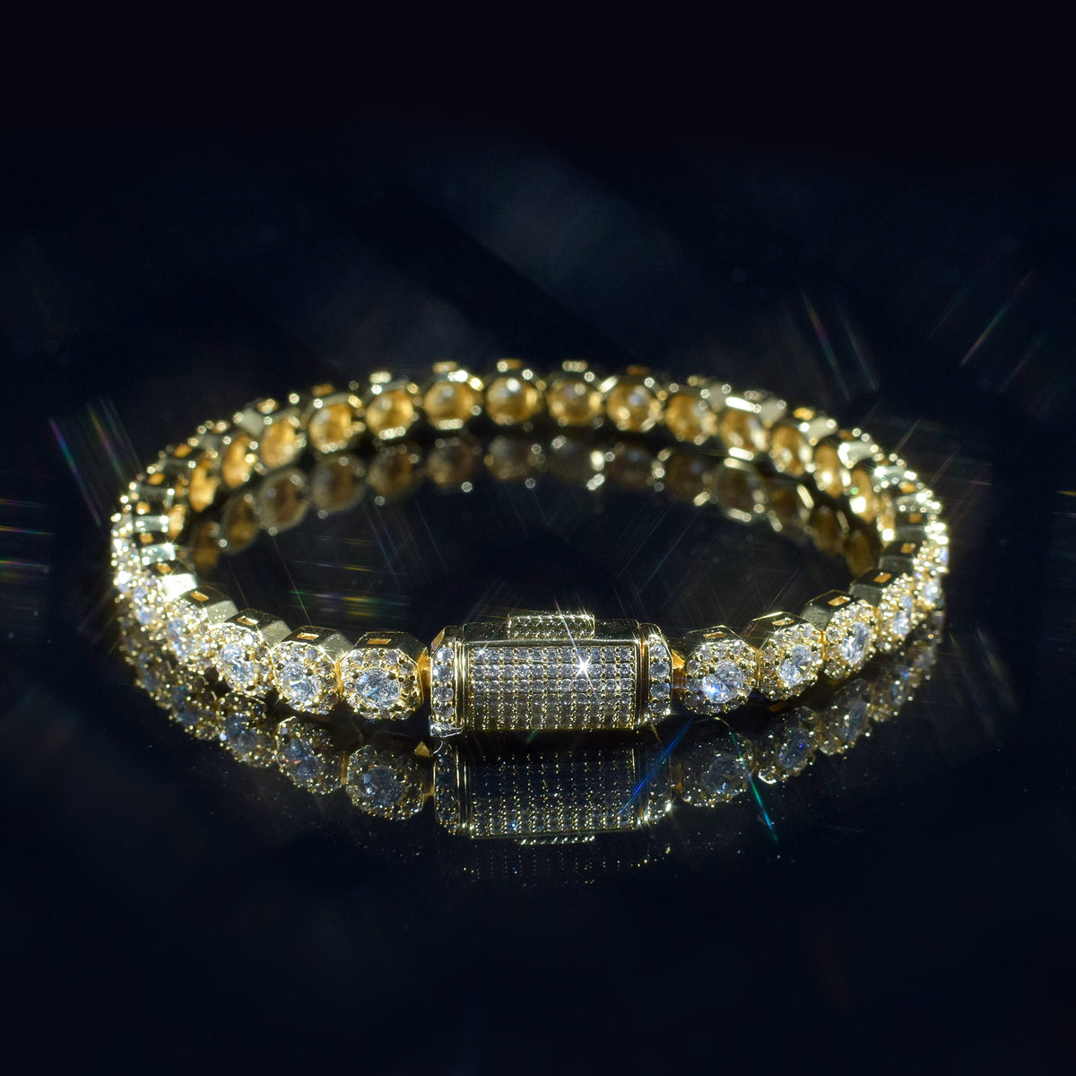 Cross-Border 6mm Ice-Clear Zircon Tennis Chain Men's Hip-Hop Jewelry Gym From House Gold 7inch