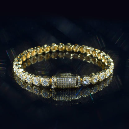 Cross-Border 6mm Ice-Clear Zircon Tennis Chain Men's Hip-Hop Jewelry Gym From House Gold 7inch