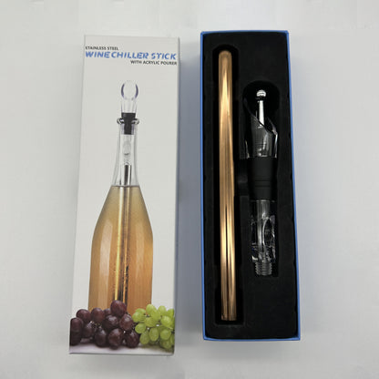 Wine Bottle Cooler Stick Stainless Steel Wine Chilling House dealsniper-net Rose Gold Box packing with wine stopper