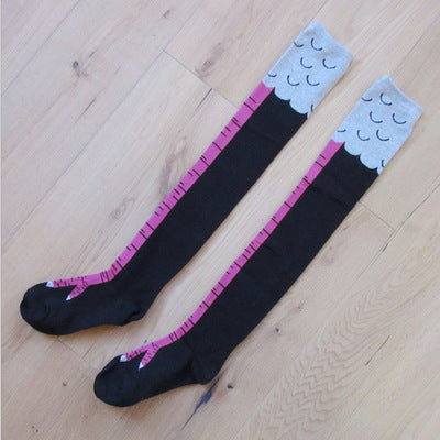 Spring And Autumn Knee Socks Funny Chicken Socks Women DealSniper.net Rose Red A