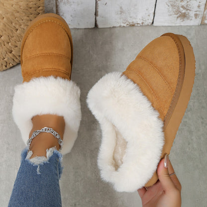 Winter Plush Slippers Home Thick-soled Warm Cotton Slippers Women Outdoor Garden Shoes Women DealSniper.net Brown 35