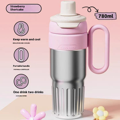 780ml Gradient Double Drink Thermal Cup Stainless Steel Kitchen Gym From House Silver 780ml