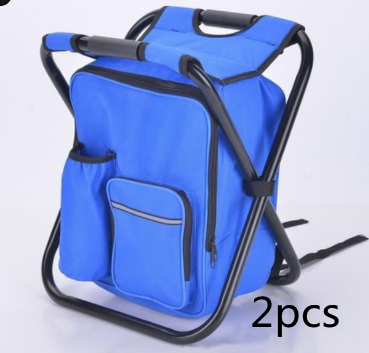 Multifunction Outdoor Folding Chair Ice Cooler Picnic Bags Camping Outdoor dealsniper-net Blue2pcs