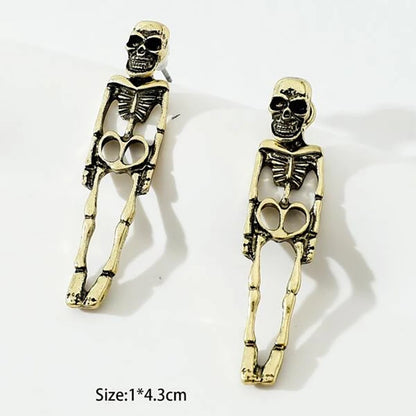 Halloween Earrings Skull Simulation Human Skeleton Detachable Stud Earrings Jewelry dealsniper-net