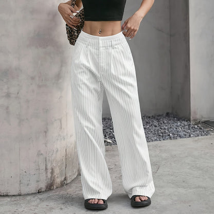 Stripe Printed Trousers Fashion High Waist Straight Leg Pants Women DealSniper.net