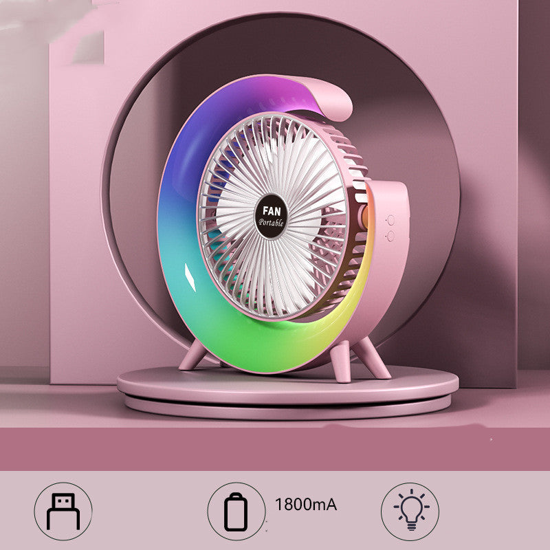 New Bright Night Light Charging Fan Desktop Silent Mini Electric Fan