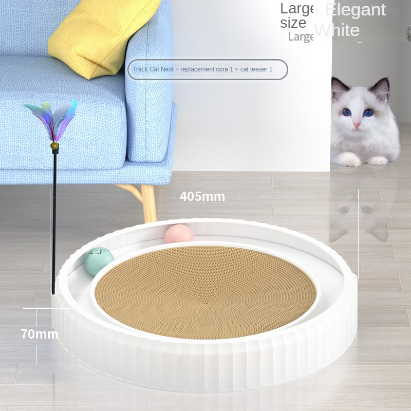 Non-flaking Corrugated Paper Wear-resistant Cat Scratching Board Pets DealSniper.net White and Cat Teaser Stick L