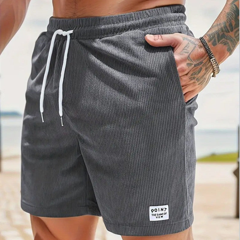 Lace-up Drawstring Shorts Summer Corduroy Sports Short Pants Mens Clothing Men dealsniper-net 2XL Dark Gray 1PC