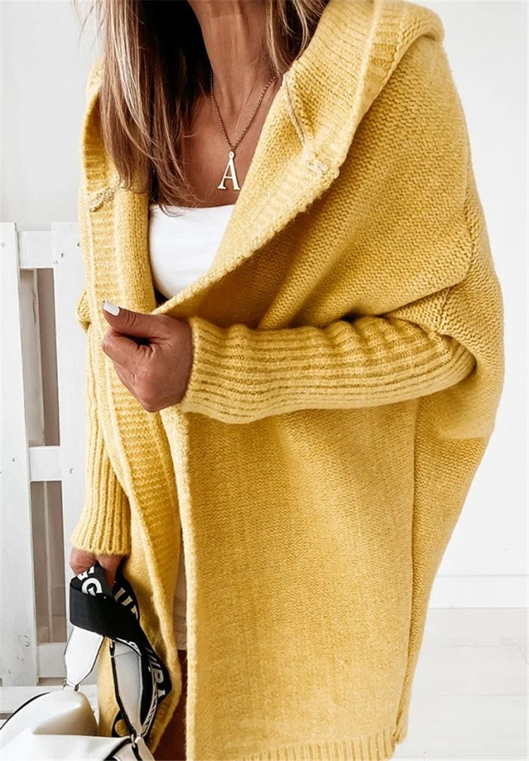 Fashion Bat Sleeve Hooded Cardigan Oversized Loose Women Gym From House