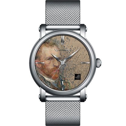 Van Gogh 3D Oil Painting Surface Steel Strap Men's Watch Jewelry DealSniper.net Gent021M