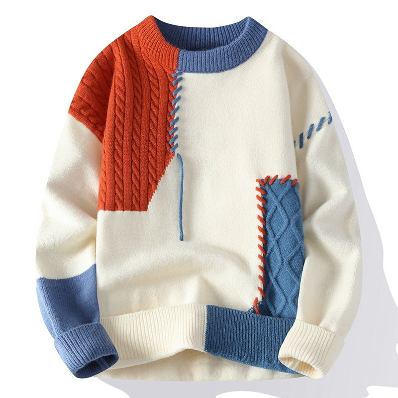 Colorblock Pullover Sweater Winter Fashion Long Sleeve