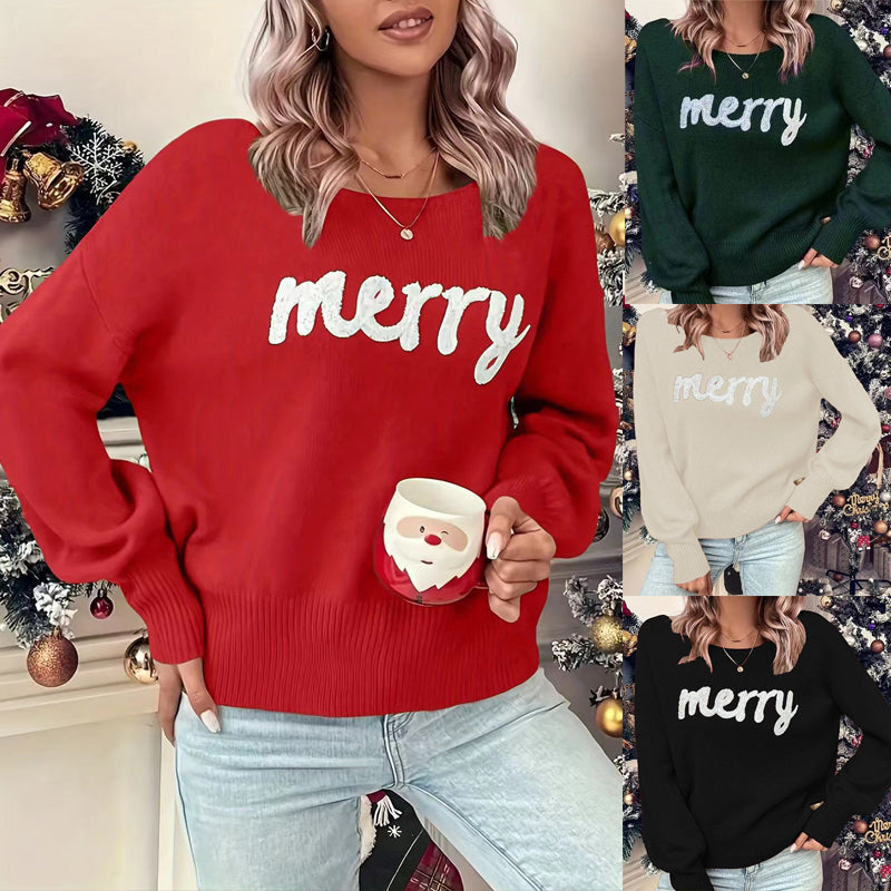 Knitted Women Crew Neck Sweater Loose Pullover Female Jumper Women Gym From House