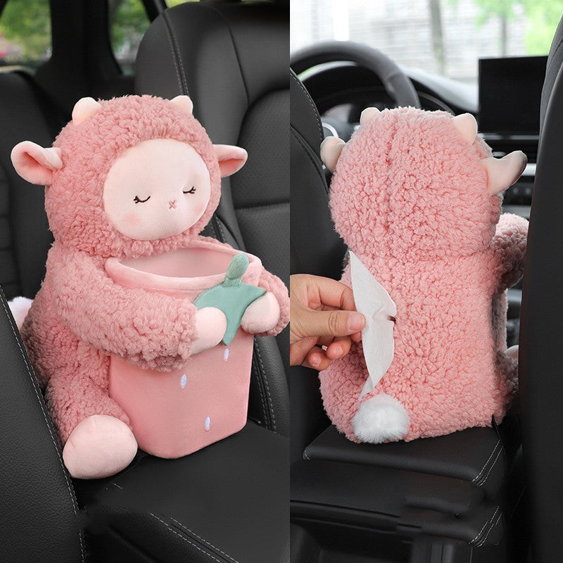 Creative Car Tissue Box Trash Can Two-in-one Vehicle dealsniper-net Strawberry sheep