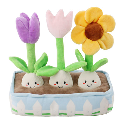 Valentine's Day Sounding Plush Pet The Toy Dog Pets Gym From House Flower Pot Set
