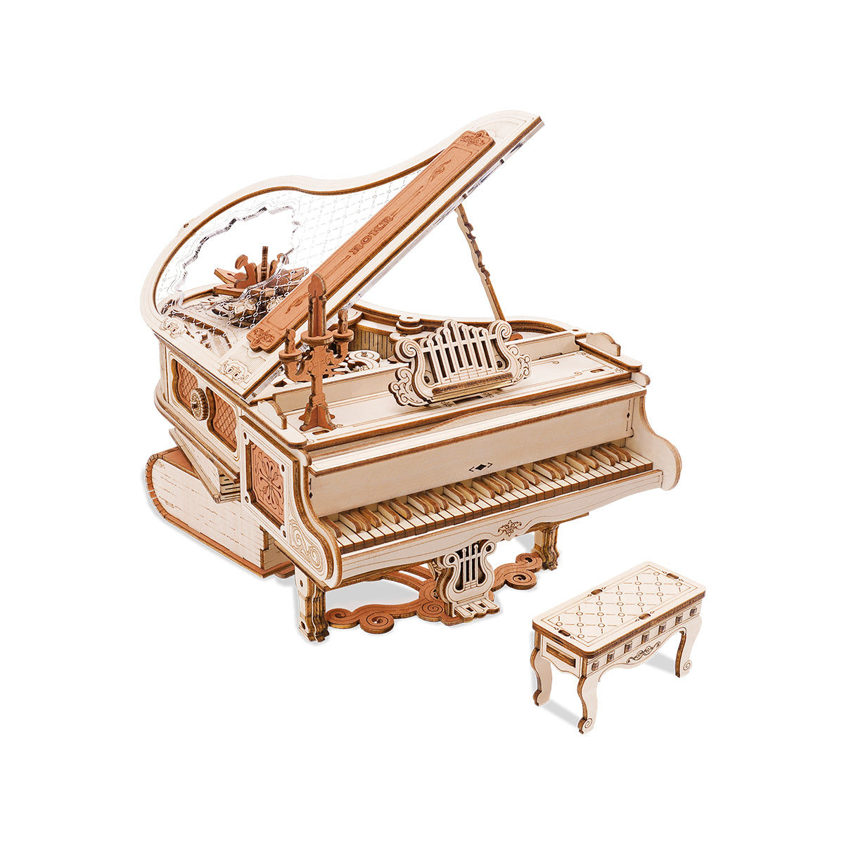 3D Wooden Puzzle Magic Piano Mechanical Music Box Toy Gift