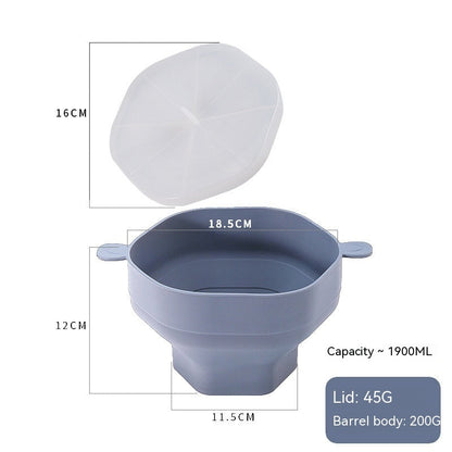 Silicone Popcorn Bucket High Temperature Resistant With Cover Kitchen DealSniper.net Prismatic Gray