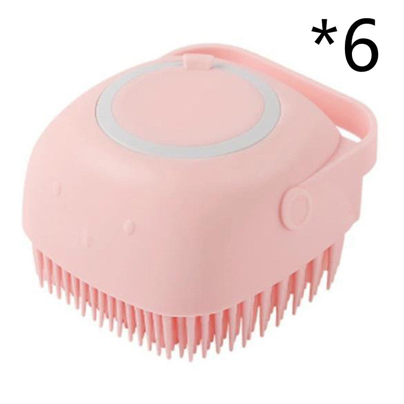 Silicone Dog Bath Massage Gloves Brush Pet Cat Bathroom Cleaning Tool Pets dealsniper-net Pink 6pcs square
