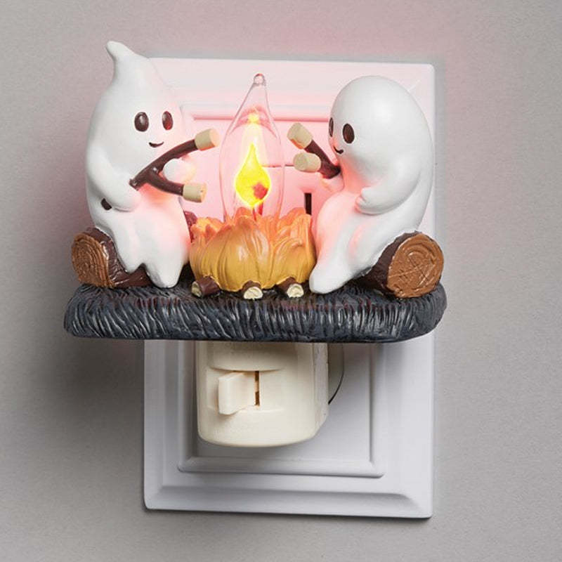 Ghost Campfire Flickering Nightlight 2 Ghosts Roasting Plug Wall