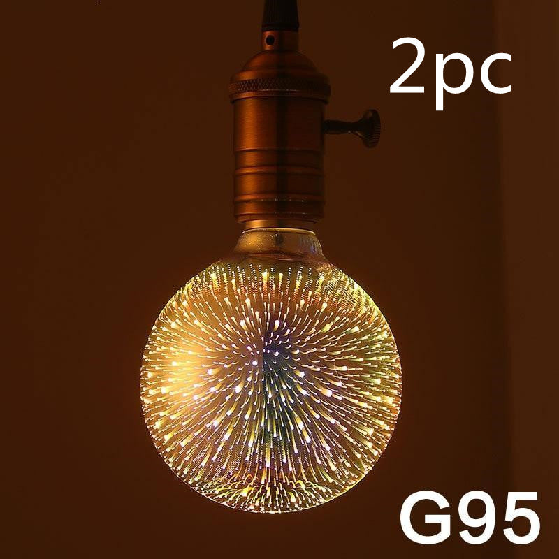 LED Light Bulb 3D Decoration Bulb Firework Lights Novelty Lamp Home Decor Gym From House 2PC G95