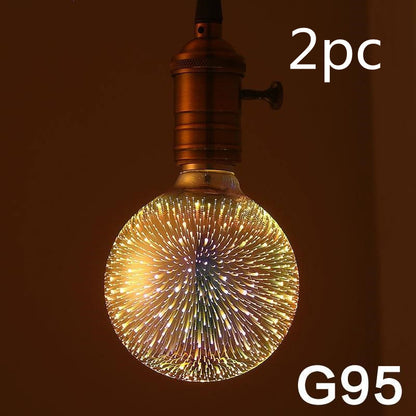LED Light Bulb 3D Decoration Bulb Firework Lights Novelty Lamp Home Decor Gym From House 2PC G95