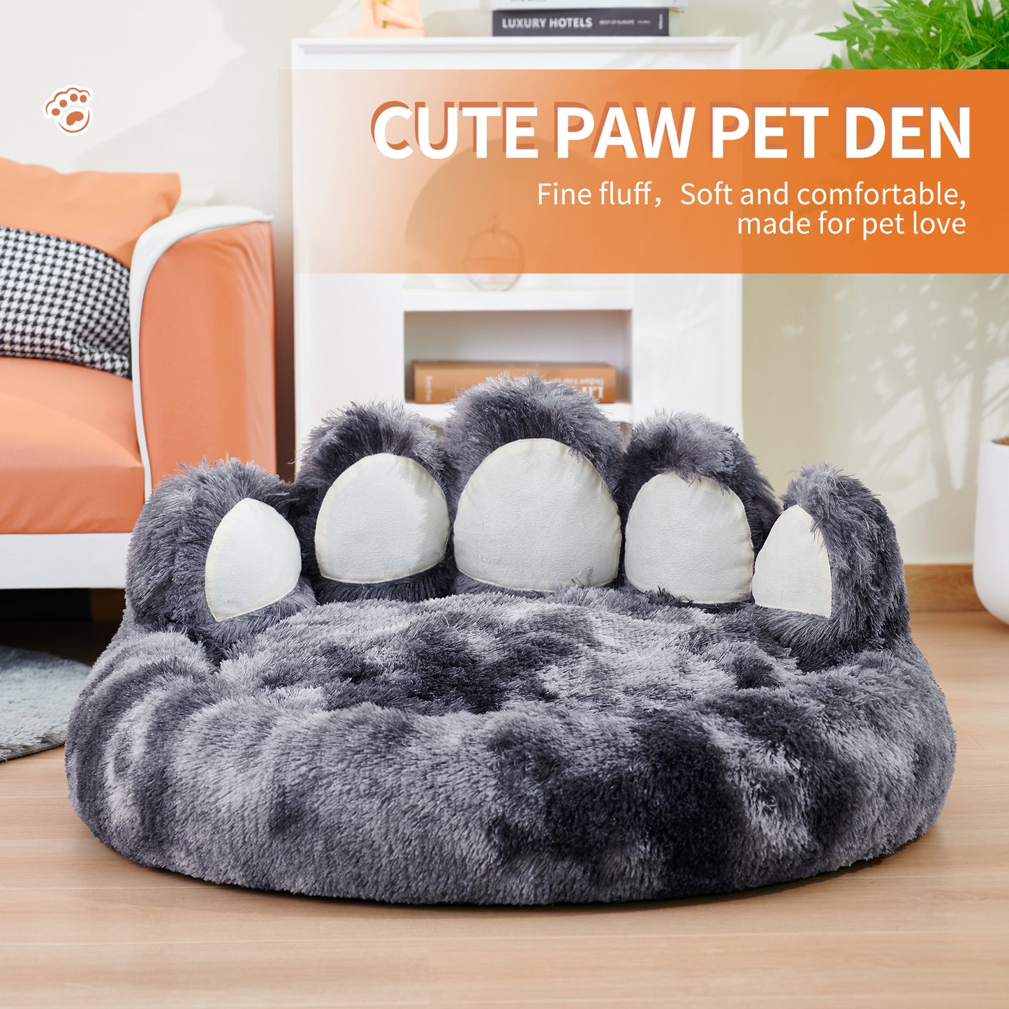 Thickened Warm Kennel For Pets With Bear Paw Shape House - Teddy Kennel With Removable Washable Cat Fluffy Dog Bed Mat For Deep Sleeping - Keeping Warm Pets dealsniper-net