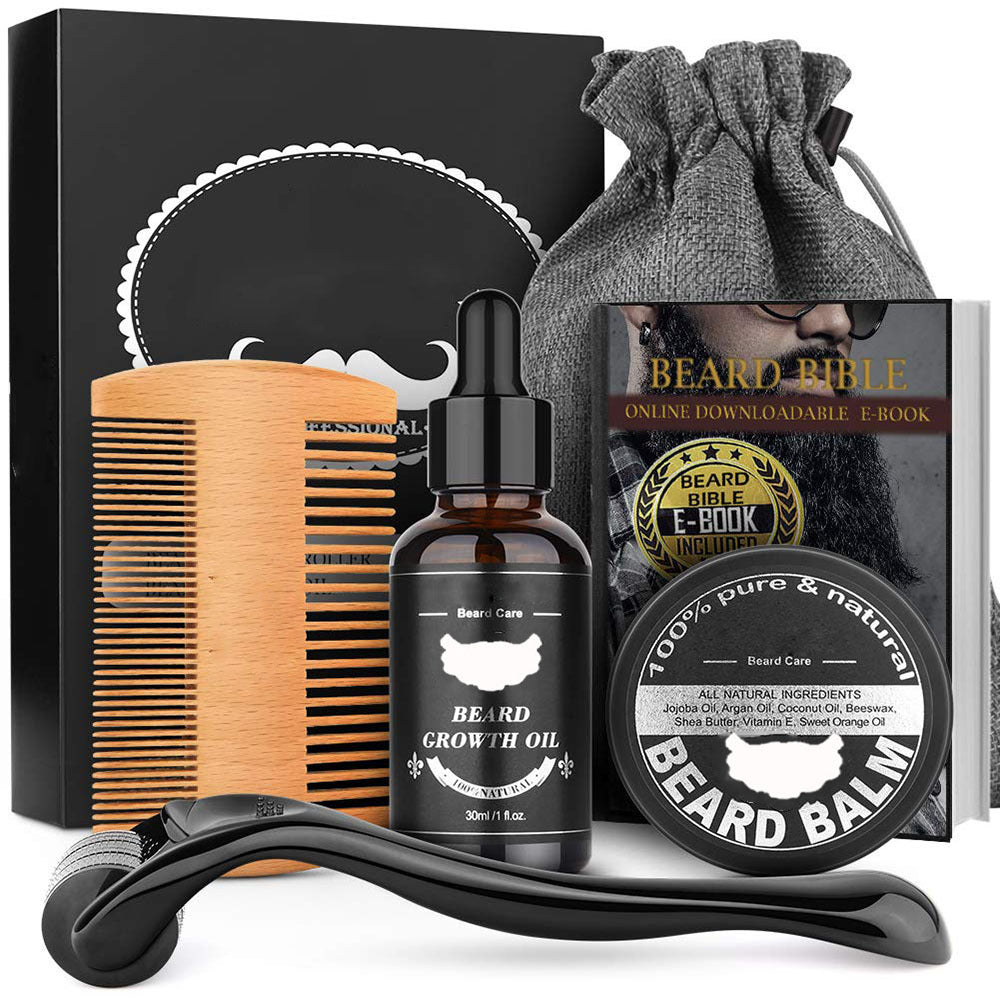 Balsam Two-sided Hairbrush Roller Beard Kit Men dealsniper-net 5 Piece Beard Care Set
