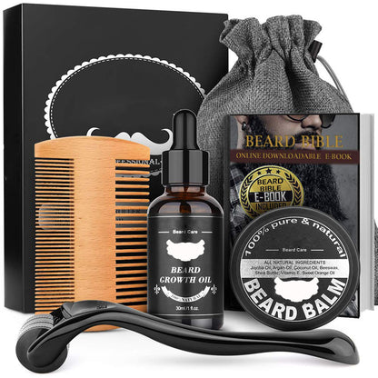 Balsam Two-sided Hairbrush Roller Beard Kit Men dealsniper-net 5 Piece Beard Care Set