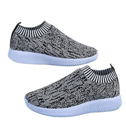 Stripe Knit Sock Shoes Flats Sneakers Running Walking Loafers Women dealsniper-net