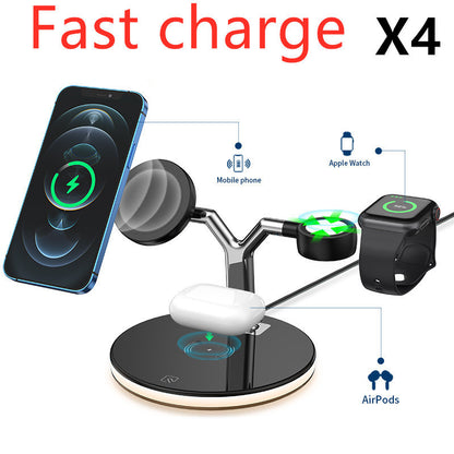 3 In 1 Magnetic Wireless Charger 15W Fast Charging Station Electronics DealSniper.net Black fast charge 4pcs