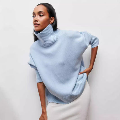 Winter Turtleneck Sweater Ins Solid Color Long Sleeve Pullover Women null Light Blue 2XL