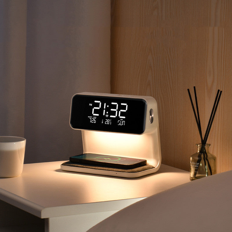 Creative 3 In 1 Bedside Lamp Wireless Charging LCD Screen Alarm Clock Gadgets dealsniper-net