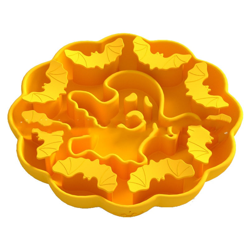 Anti-choke Slow Feeding Anti-tumble Multi-functional Dog Bowl Pets dealsniper-net Pumpkin Yellow