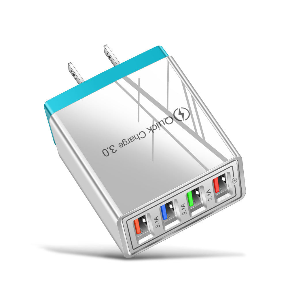USB Charger Quick Charge 3.0 4 Phone Adapter Electronics DealSniper.net US Blue Q1pc