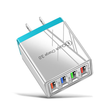 USB Charger Quick Charge 3.0 4 Phone Adapter Electronics DealSniper.net US Blue Q1pc