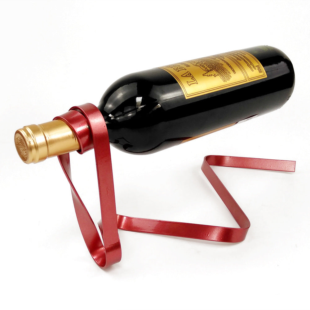 Metal Ribbon Suspension Decoration Creative Balance Wine Rack Home Decor dealsniper-net