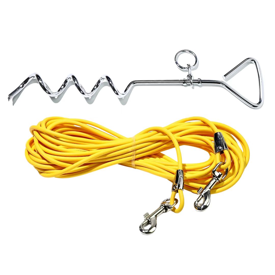 Ground Stake Fixed Dog Leash Pets dealsniper-net Bright yellow 9M