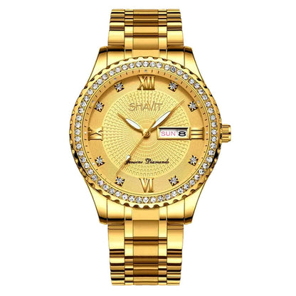 Gold Men's Watch Classic Stainless Steel Quartz Analog Business Wristwatch Gift Jewelry dealsniper-net Gold