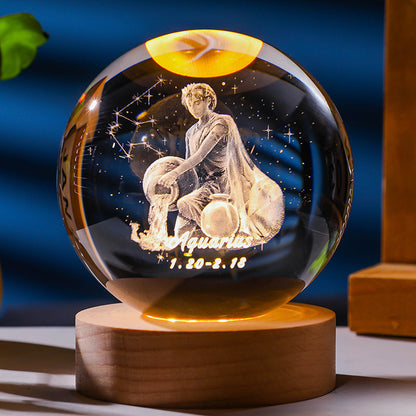 3D Constellation Crystal Ball Night Light Laser Engraved Home Decor dealsniper-net