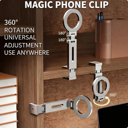 Magnetic Phone Stand For Travel, 360 Rotatable Foldable Desk Holder Beauty Gym From House