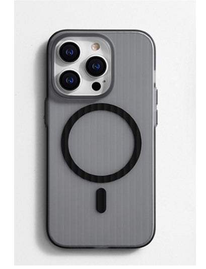 Applicable To Iphone15promax Phone Case Skin-sensitive Striped Electronics DealSniper.net Titanium gray magnetic IPhone 16