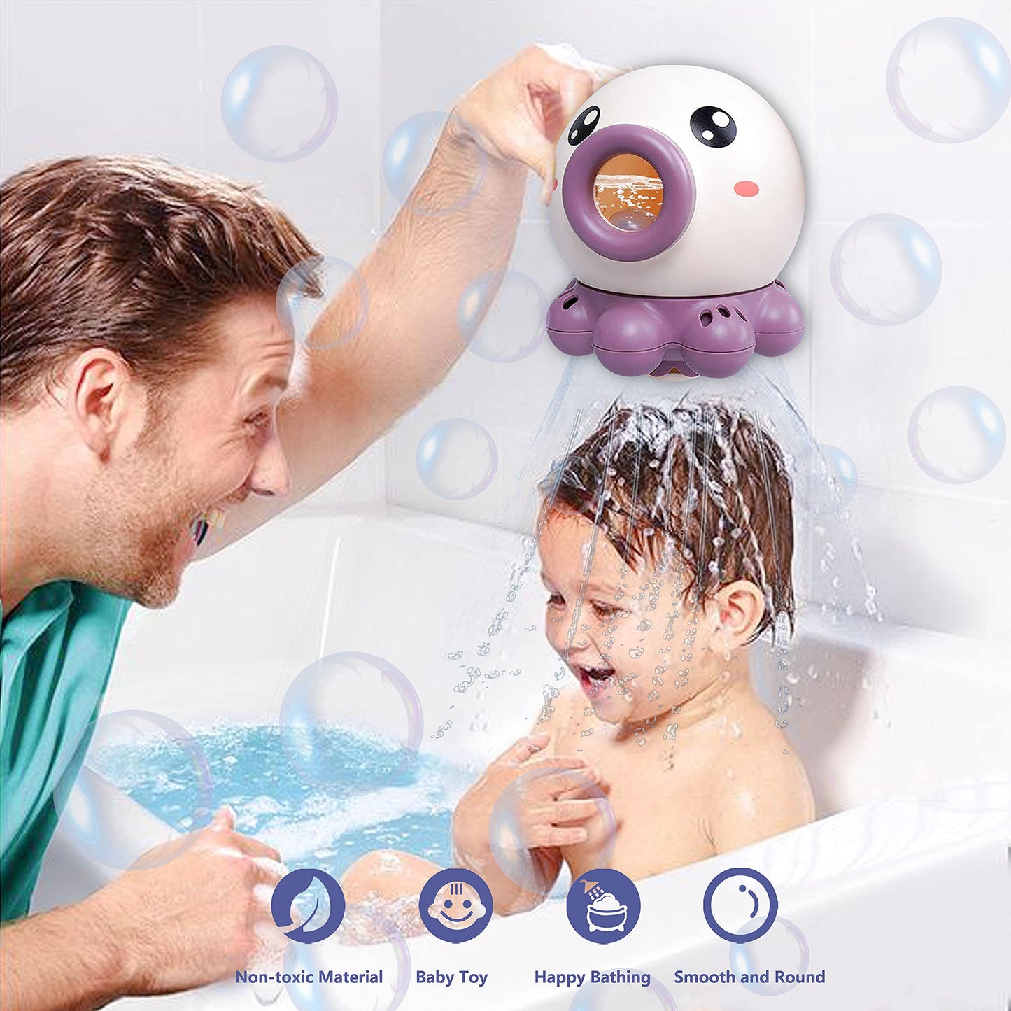 Octopus Fountain Bath Toy Water Jet Rotating Shower Bathroom Toy